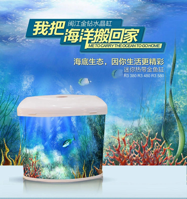 创意鱼缸迷你水族箱闽江宝来金钻小型超白玻璃38cm标配