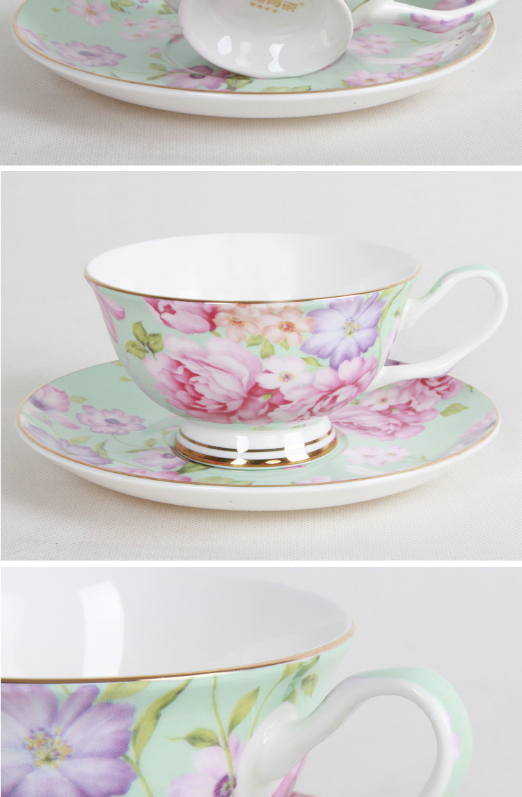 利和陶瓷 眷恋咖啡杯碟 下午茶杯子 欧式咖啡杯碟 雪糕杯 陶瓷杯子 精美图案 骨瓷杯子