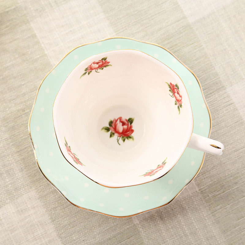 利和陶瓷仲夏玫瑰咖啡杯碟 陶瓷杯子咖啡杯骨瓷杯子花茶杯 英式下午茶杯子送骨瓷咖啡勺
