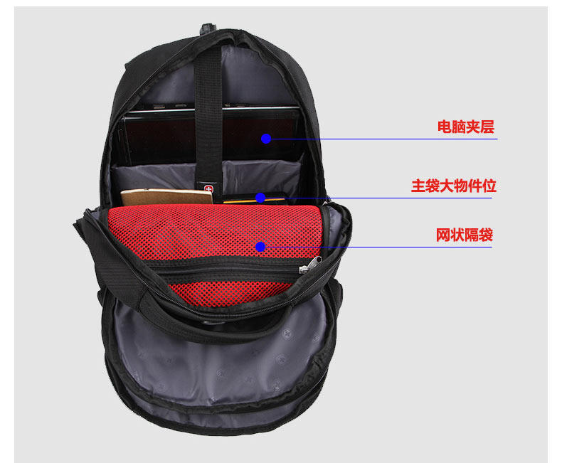 瑞士军刀新款男士双肩包韩版男包商务电脑背包时尚休闲简约旅行包SA007