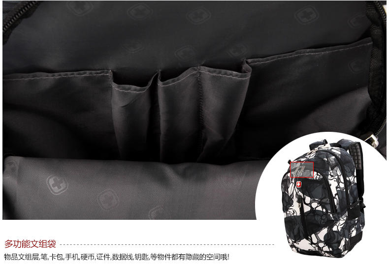 瑞士军刀迷彩双肩包男包韩版时尚休闲背包女包旅行包电脑包SA1429