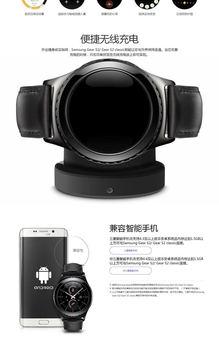 三星/SAMSUNG GALAXY GEAR S2 Classic 商务版 BSM-R732 黛墨黑