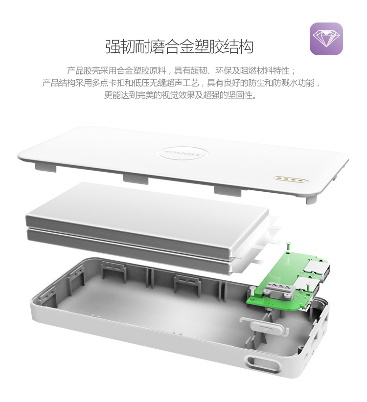 罗马仕(ROMOSS)  10000毫安 超薄聚合物移动电源 polymos10-X