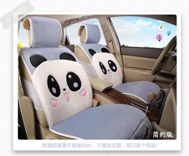 Racing可爱卡通熊猫毛绒冬季汽车坐垫 环保养生保暖座套汽车用品