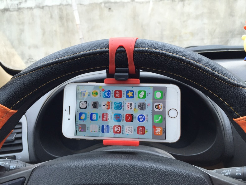 Racing H方向盘手机支架车用手机架车载托架iPhone6S Plus苹果5S小米三星