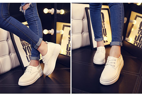  新款韩版小白鞋女夏透气系带网面单鞋松糕厚底学生休闲鞋