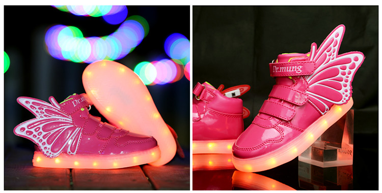 儿童充电USB发光鞋LED亮灯夜光灯闪光灯童鞋
