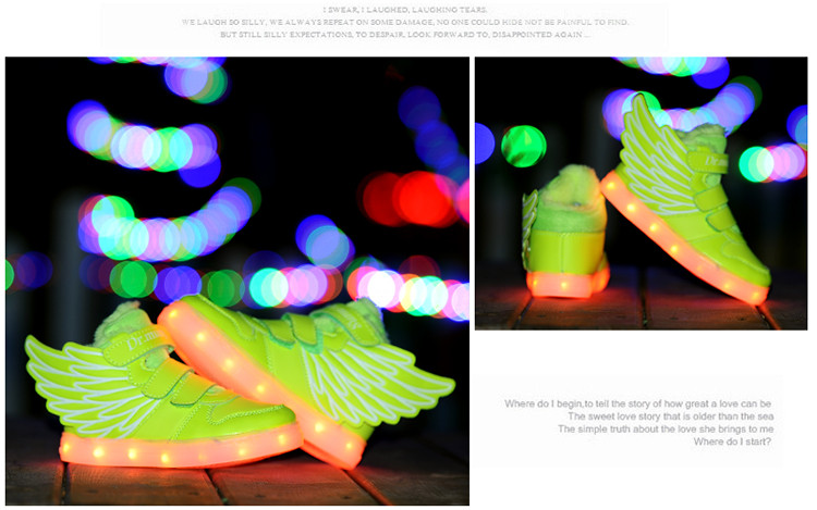 儿童充电USB发光鞋LED亮灯夜光灯闪光灯童鞋