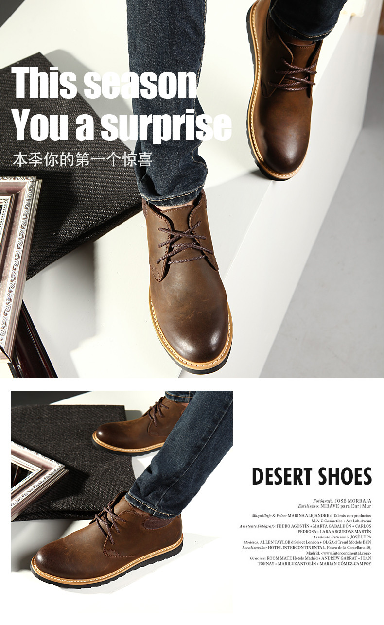 马丁靴男靴子男士短靴真皮靴高帮鞋男英伦复古工装春季沙漠靴男鞋
