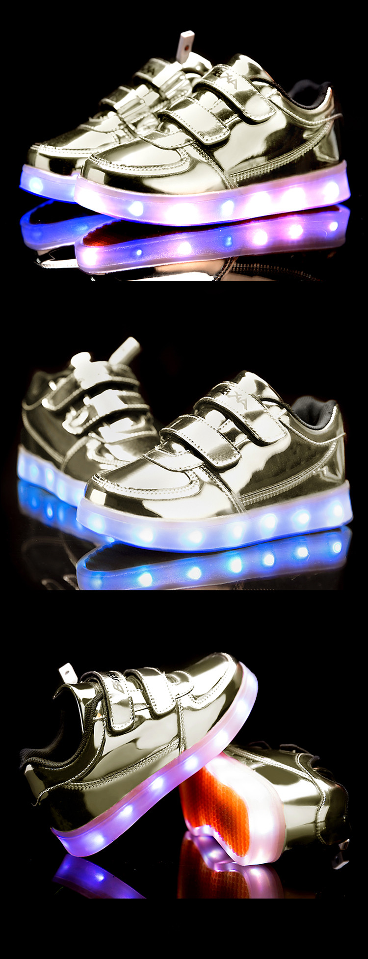 春儿童亮灯鞋LED充电发光童鞋七彩夜光男童鞋女童闪光运动鞋