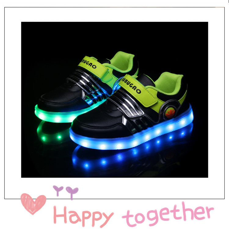 儿童充电USB发光鞋男童LED带亮灯鞋女童夜光灯荧光闪光灯运动童鞋