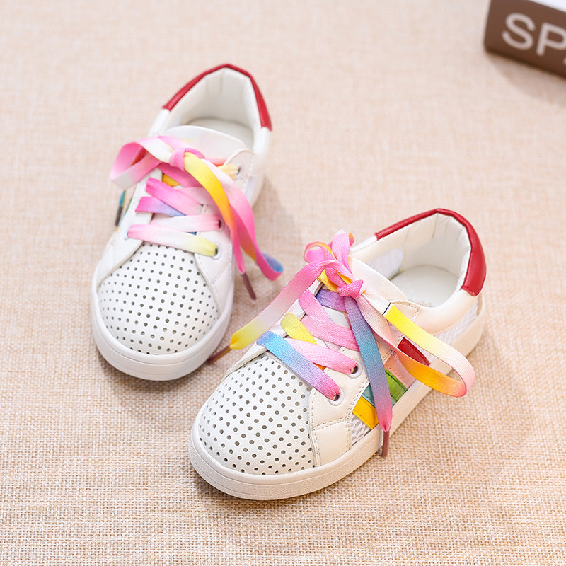 夏季透气网格鞋彩虹鞋镂空休闲运动鞋女童板鞋