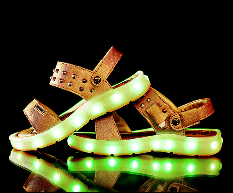 儿童凉鞋2017夏季新款童鞋USB充电灯鞋LED七彩发光凉鞋男女童凉鞋