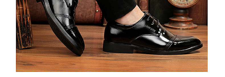 2017新款欧美真皮男士英伦皮鞋潮休闲商务正装圆头舒适低跟鞋系带
