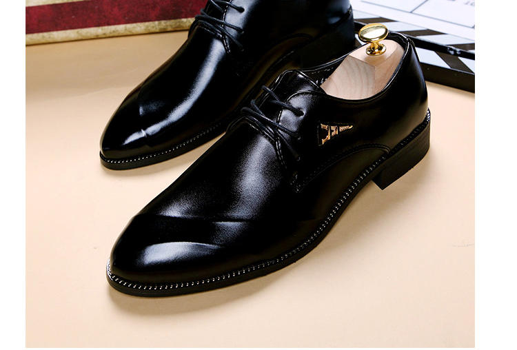 男士商务正装系带皮鞋尖头潮流透气结婚鞋发型师男鞋子黑色工作鞋