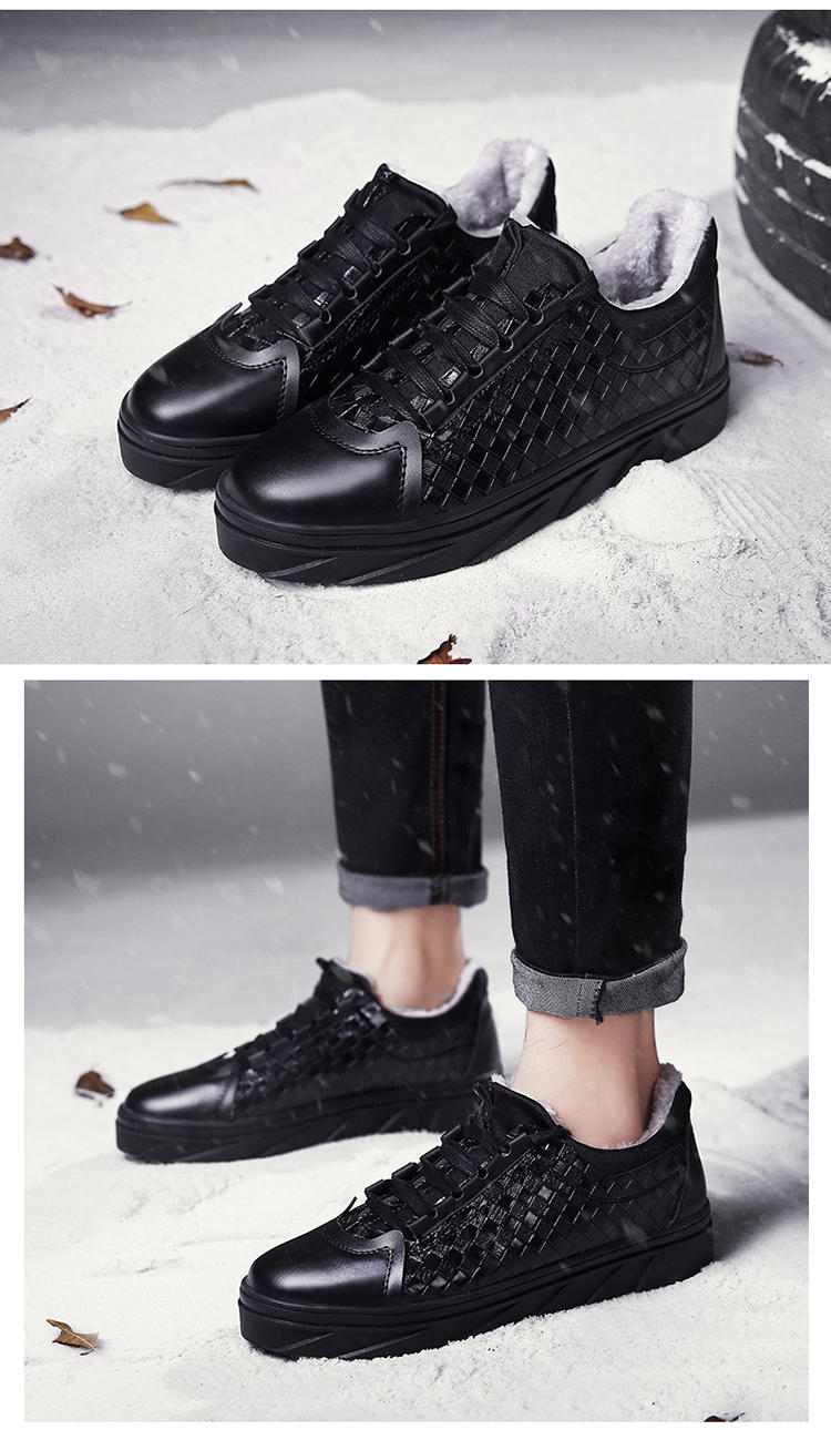 冬季板鞋男韩版潮小白鞋男士休闲鞋青少年板鞋黑色运动鞋加绒棉鞋