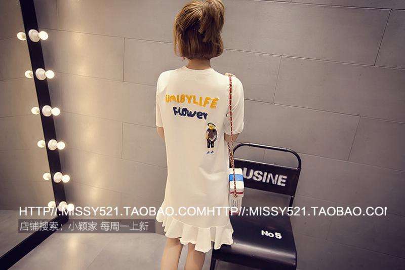 2017夏季新款韩版短袖t恤女装休闲中长款宽松打底衫