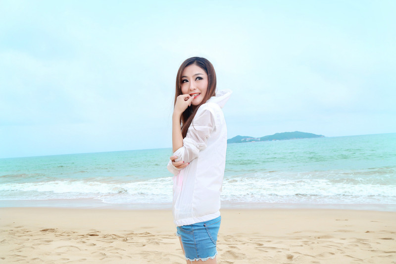 2017夏季韩版纯色连帽长袖透明糖果色防晒衣 短外套