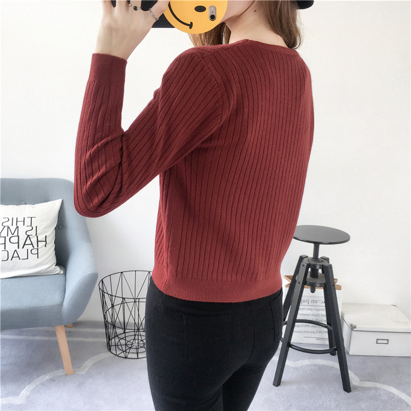 2017秋冬新款女装韩版开衫女士修身长袖外套女 针织衫 毛衣