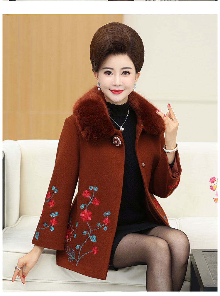 外套韩版潮花纹图案时尚百搭休闲纯色2017年冬季中老年女装时尚