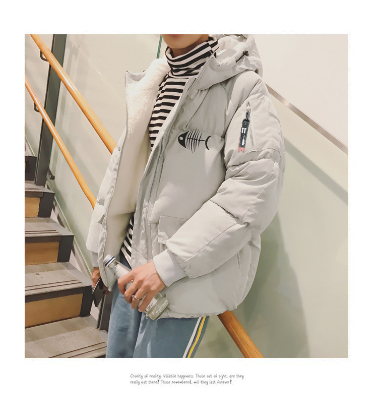 韩版大码棉服外套保暖加厚棉衣青年冬季男士外套连帽休闲
