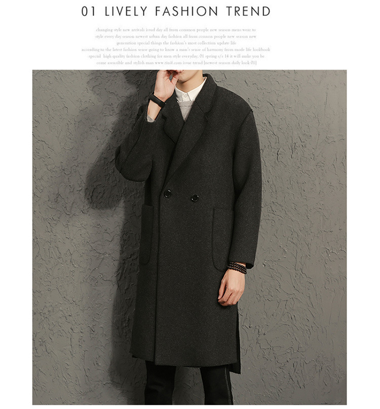 男士休闲风衣冬季韩版修身大衣外套青年男式中长款风衣潮