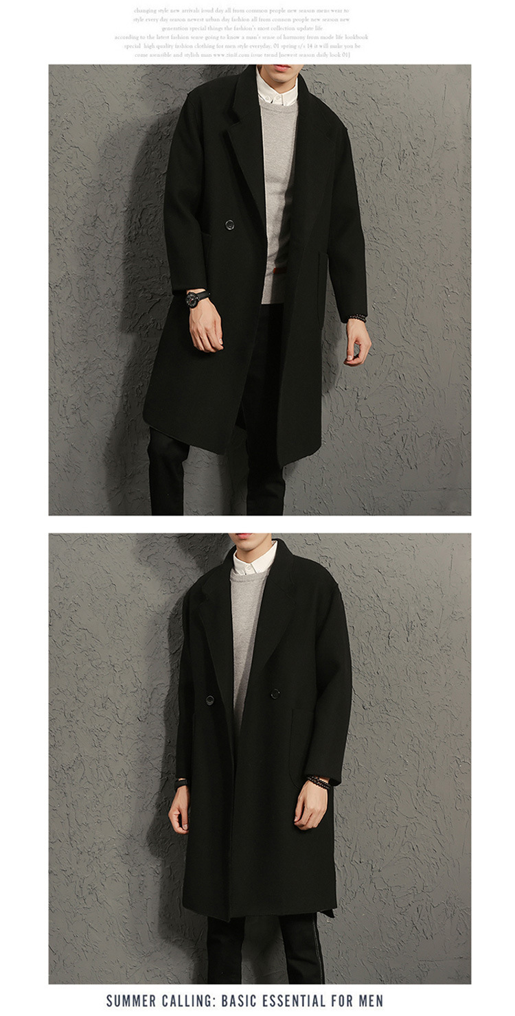 男士休闲风衣冬季韩版修身大衣外套青年男式中长款风衣潮