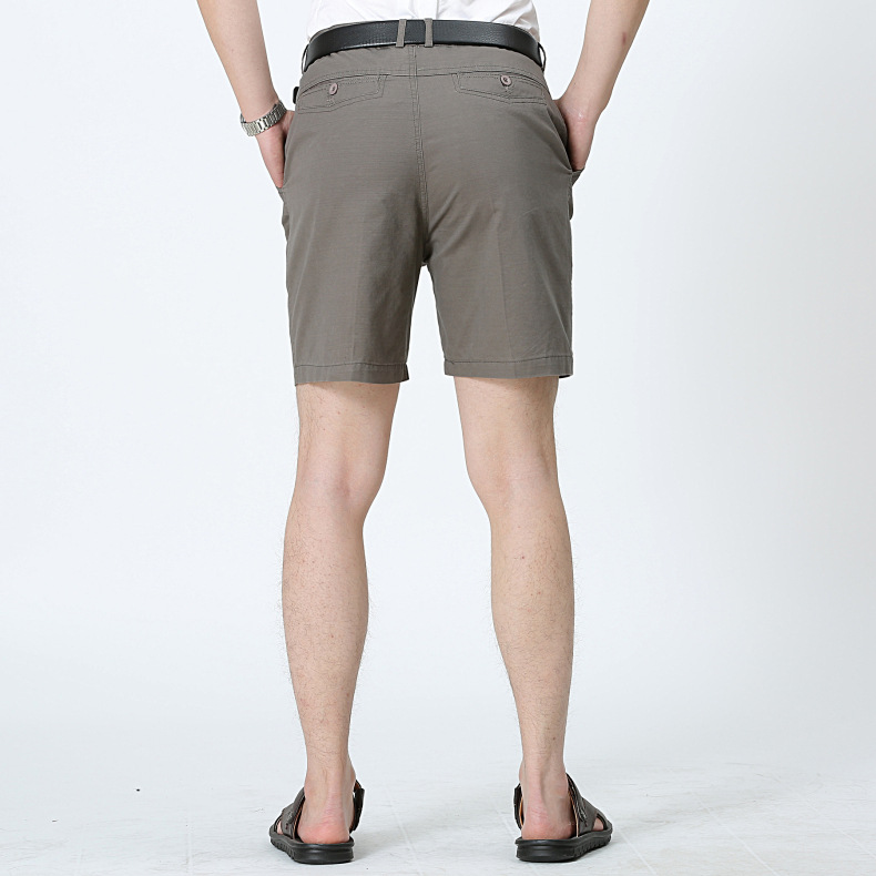 夏季中年男士西装短裤纯棉宽松半裤中老年大码休闲五分沙滩中裤