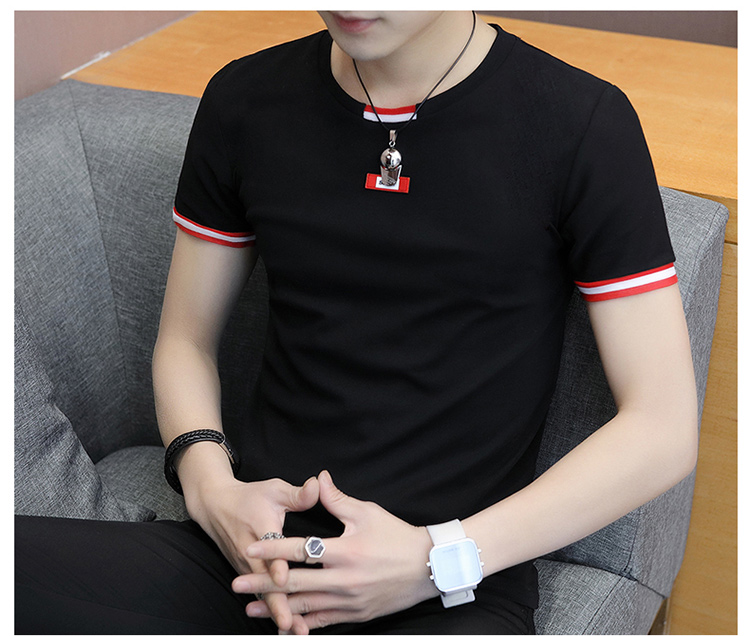 2018新款夏季男士短袖t恤圆领纯棉体恤紧身上衣服修身韩版半袖丅