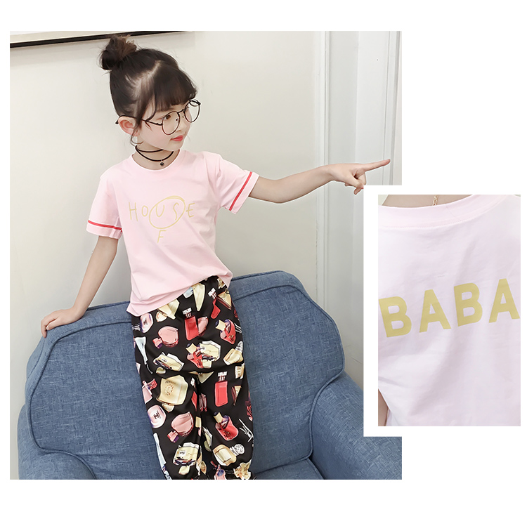 女童夏装洋气体恤衫2018新款小女孩衣服夏季韩版时尚字母t恤潮衣