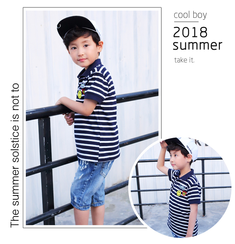 男童夏季短袖T恤童装韩版上衣2018新款中小童翻领半袖