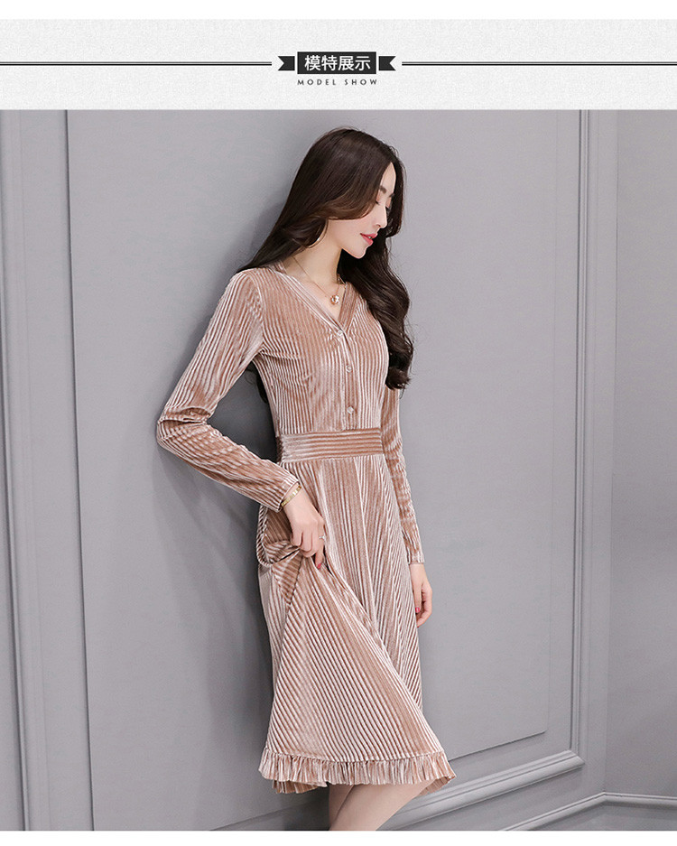 连衣裙时尚韩版气质简约修身显瘦2018年春季长袖中长款