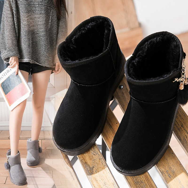 低筒雪地靴女短筒学生冬季新款短靴加厚平底防滑雪地棉女保暖棉鞋