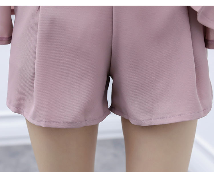 2019年夏季短裤潮流时尚休闲纯色无袖褶皱套装