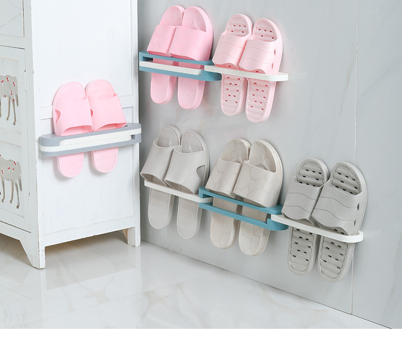 清清美 鞋浴室可折叠拖鞋架卫生间收纳神器免打孔壁挂式门后置物鞋架C2076