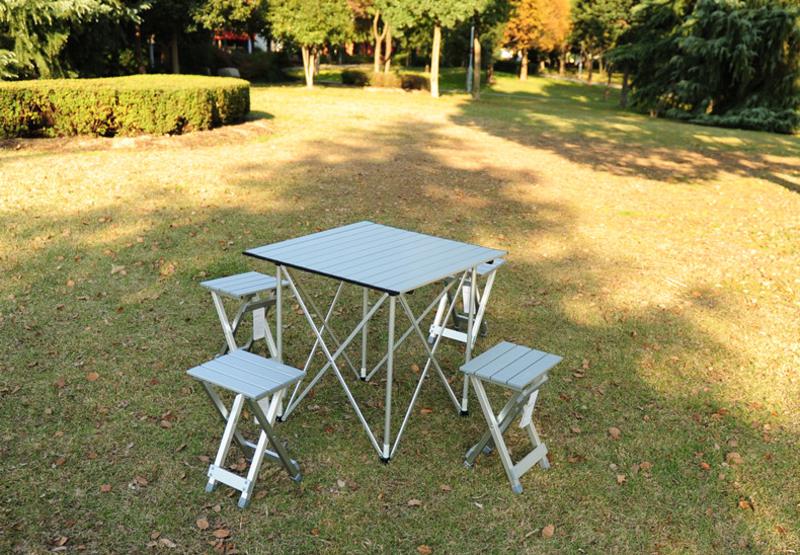 原始人折叠桌椅套餐 户外便携 铝合金材质 1桌子4凳子 休闲桌椅
