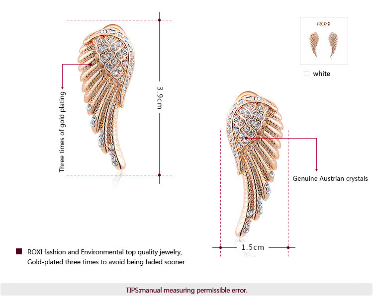 ROMAD 2020424350b 奥地利水晶玫瑰金羽翼耳钉
