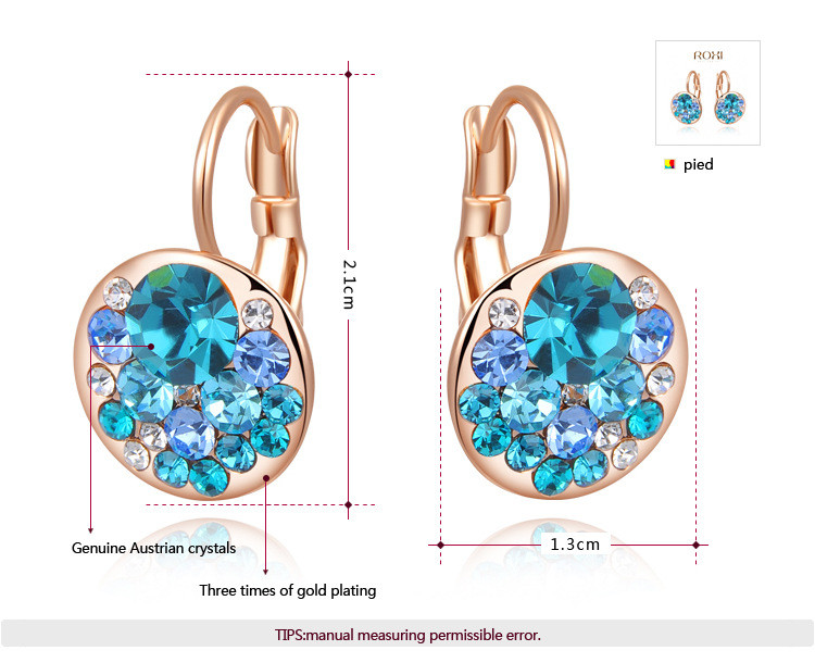 ROMAD 2020207390首饰耳饰奥地利水晶玫瑰金蓝钻耳夹