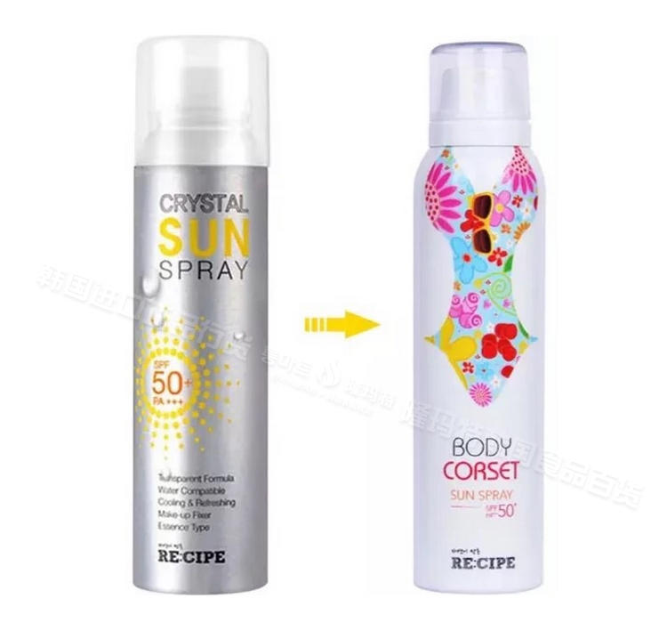 	 韩国进口 RE:CIPE 防晒身体喷雾SPF50+水晶防晒喷雾150ml自然清爽