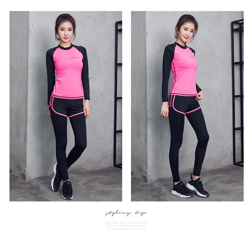 韵格韩版夏季新款短袖瑜珈两件套户外健身服运动套装瑜伽服女 T1036
