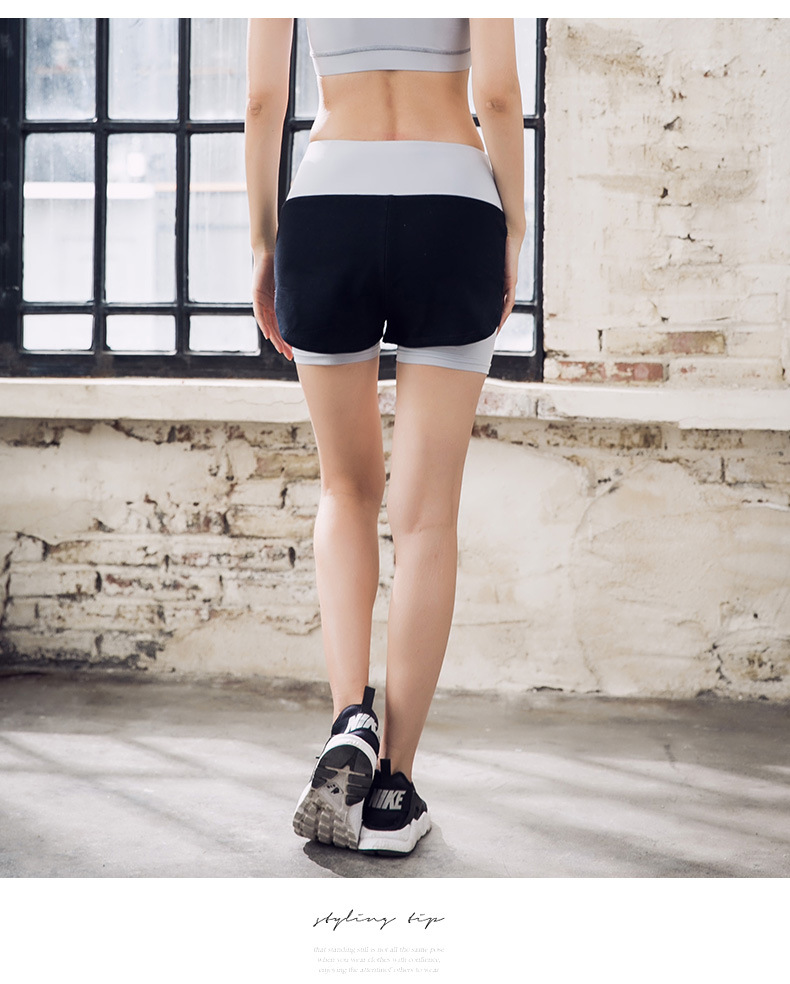 韵格跑步训练短裤女双层假两件运动健身瑜伽短裤女士P40