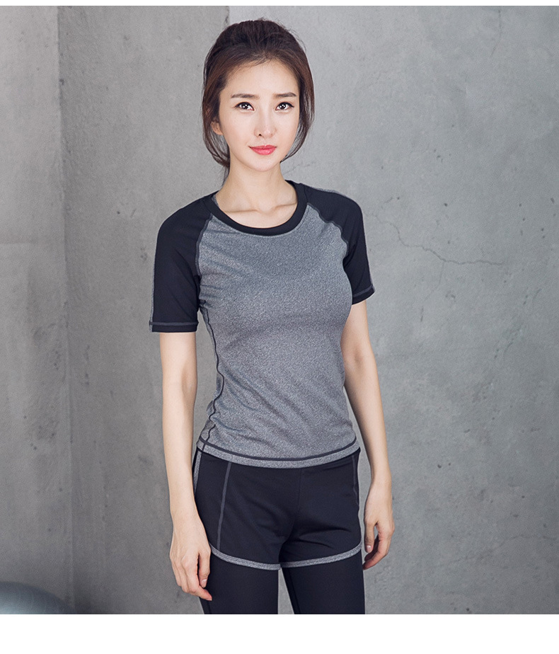 韵格瑜伽服 休闲健身跑步瑜伽上衣 速干修身运动短袖瑜伽T恤S63