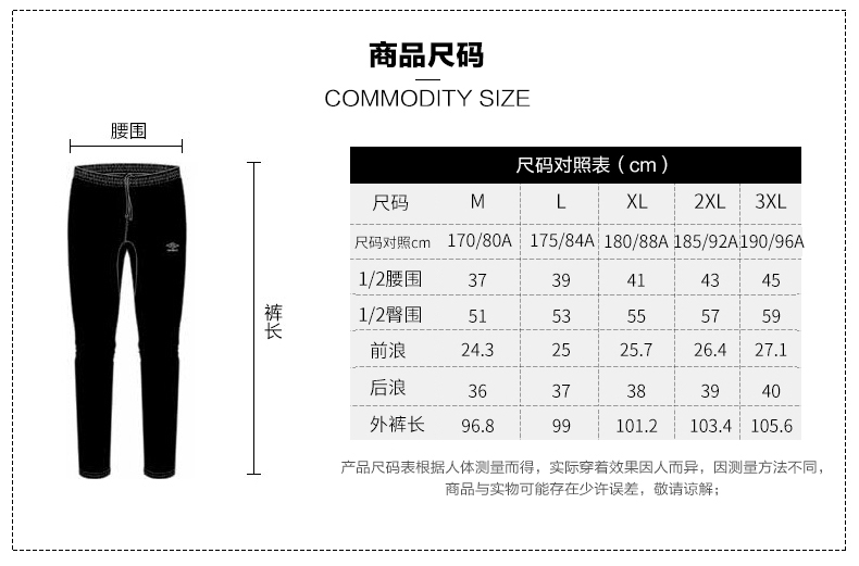 茵宝UMBRO2018新款男子运动休闲长裤运动卫裤UO181AP2301