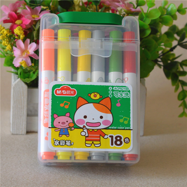 晨光/M&amp;G 晨光水彩笔大容量可水洗粗杆烧结头ACP92199 18色儿童绘画笔