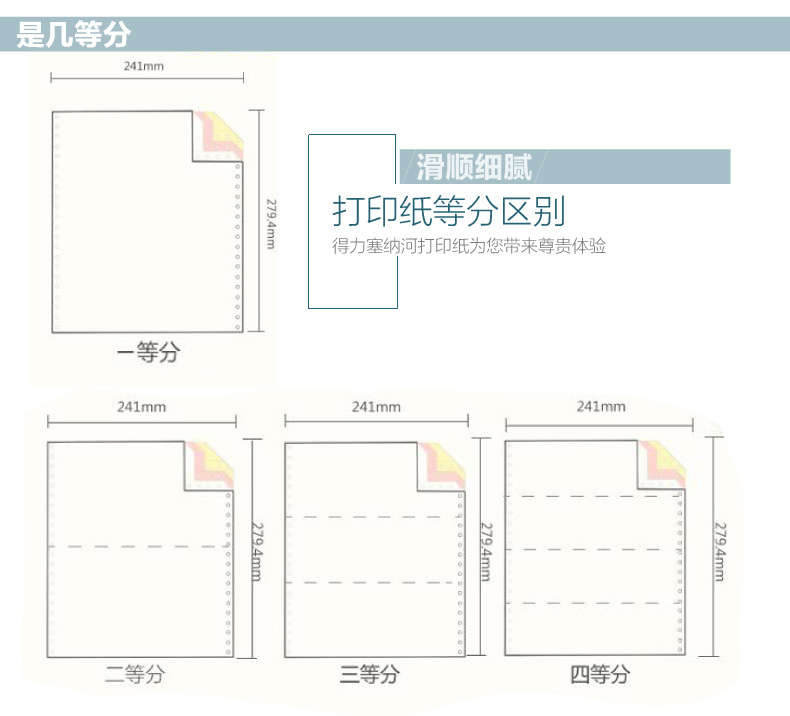 得力/DELI 塞纳河彩色撕边电脑打印纸一联二联三联发货单