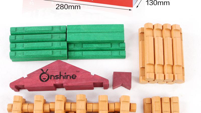 ONSHINE创意DIY建造拼搭玩具 90粒基本款-森林小木屋 幼儿园木制早教益智玩具