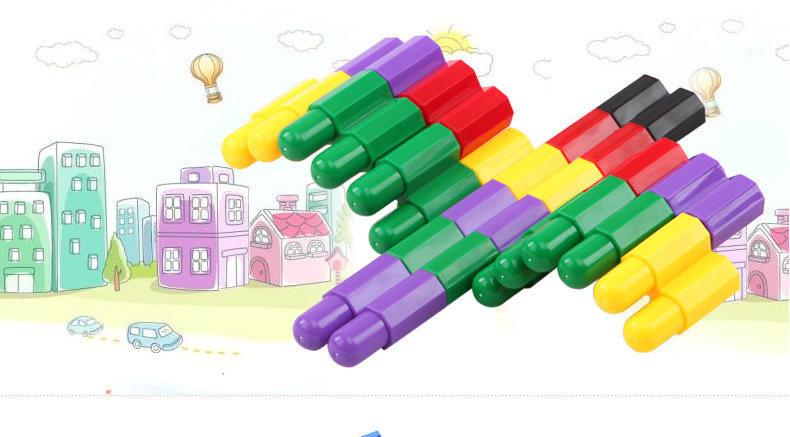 ONSHINE儿童益智早教玩具塑料子弹头拼插积木132pcs DIY创意对接玩具