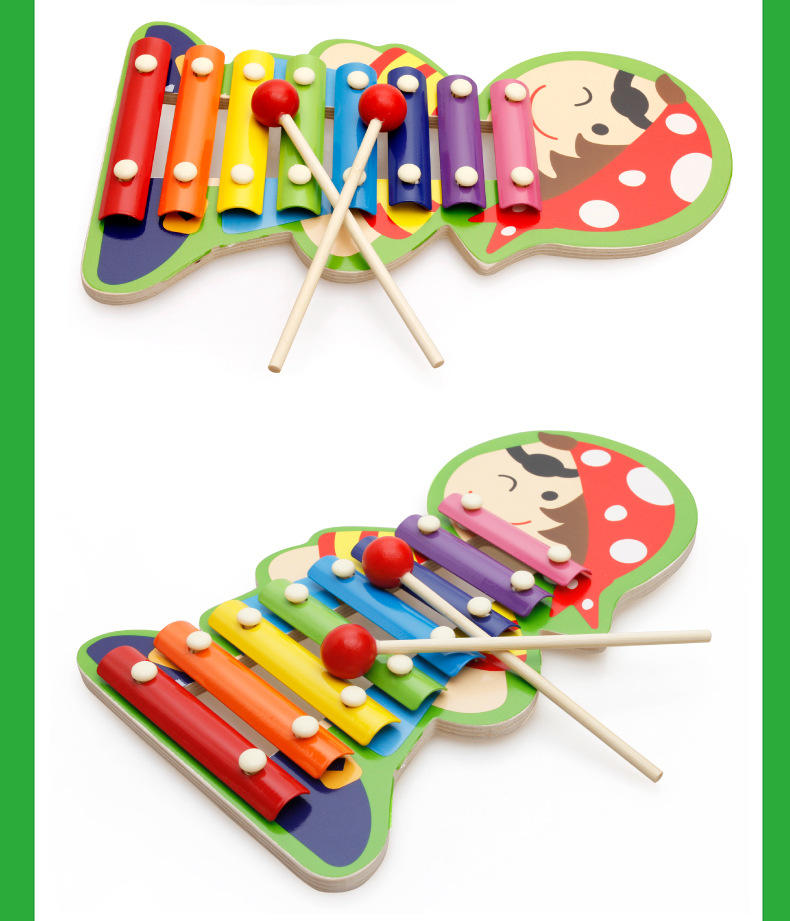 木丸子儿童早教音乐教具动物人物八音琴木制手敲琴宝宝木琴玩具