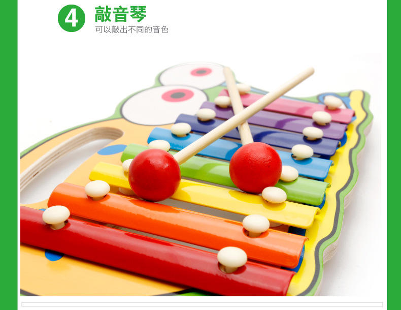 木丸子儿童早教音乐教具动物人物八音琴木制手敲琴宝宝木琴玩具
