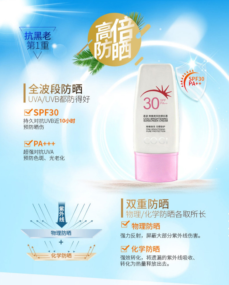 【延边馆】高姿粉嫩透亮防晒套装SPF30 遮瑕美白保湿裸妆男女士正品包邮